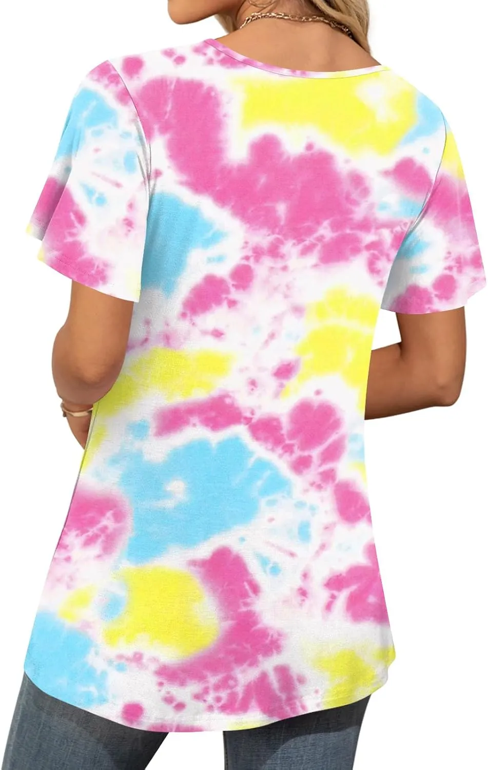 Anymiss 2025 Womens Spring Tunic Tops Summer Casual Dressy Short Sleeve Loose Fit T Shirts M-3X