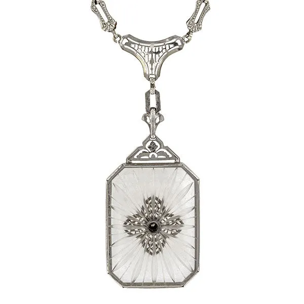 Art Deco Diamond & Rock Crystal Necklace