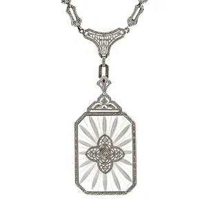Art Deco Diamond & Rock Crystal Necklace