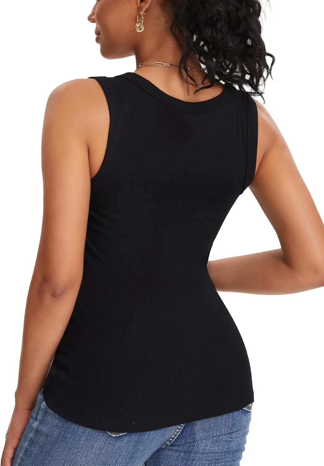 ASAIR Tank Tops for Women Racer Back Square Neck Sexy Ribbed Basic Trendy Sleeveless T Shirts Woman