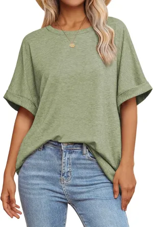 ATHMILE Womens Oversized T Shirts Summer Tops Spring Casual Loose Fit Workout Short Sleeve 2025 Beach Vacation