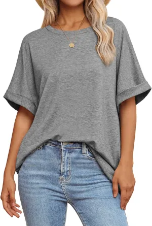 ATHMILE Womens Oversized T Shirts Summer Tops Spring Casual Loose Fit Workout Short Sleeve 2025 Beach Vacation