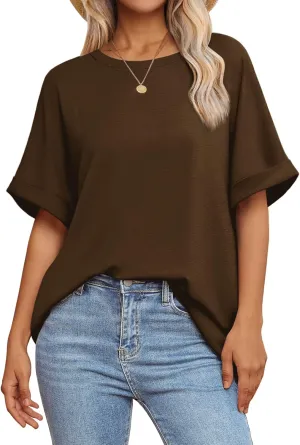 ATHMILE Womens Oversized T Shirts Summer Tops Spring Casual Loose Fit Workout Short Sleeve 2025 Beach Vacation