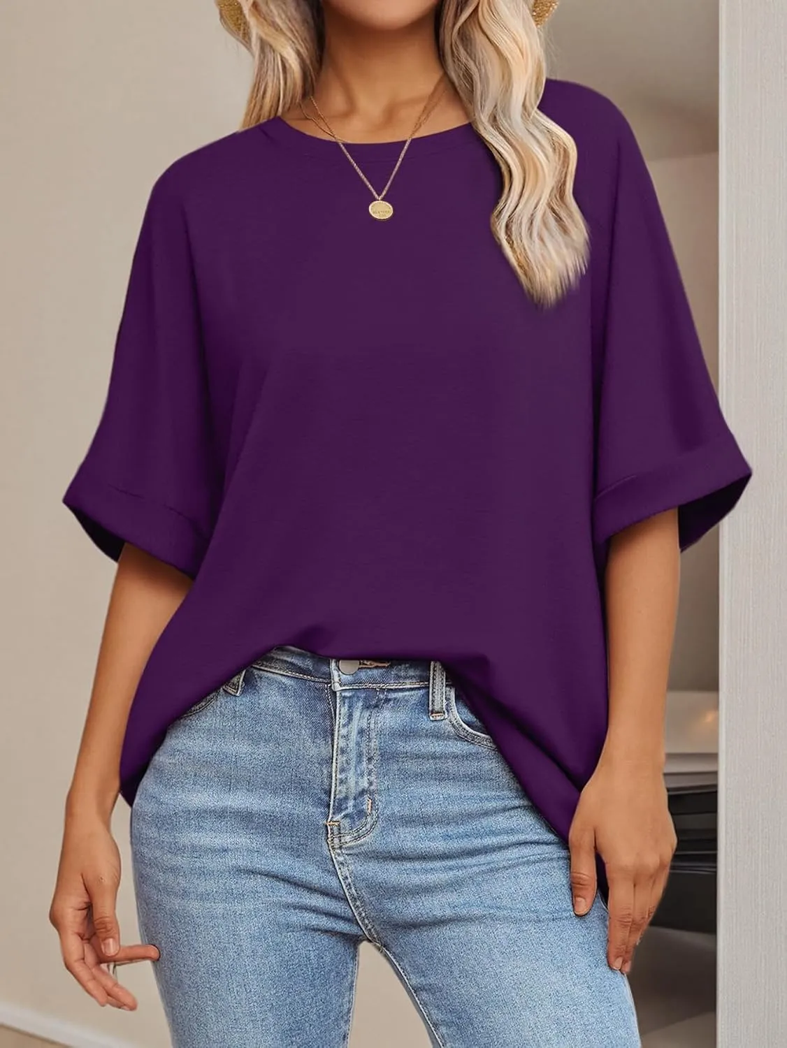 ATHMILE Womens Oversized T Shirts Summer Tops Spring Casual Loose Fit Workout Short Sleeve 2025 Beach Vacation