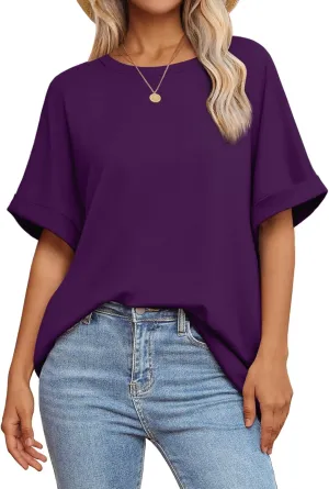ATHMILE Womens Oversized T Shirts Summer Tops Spring Casual Loose Fit Workout Short Sleeve 2025 Beach Vacation