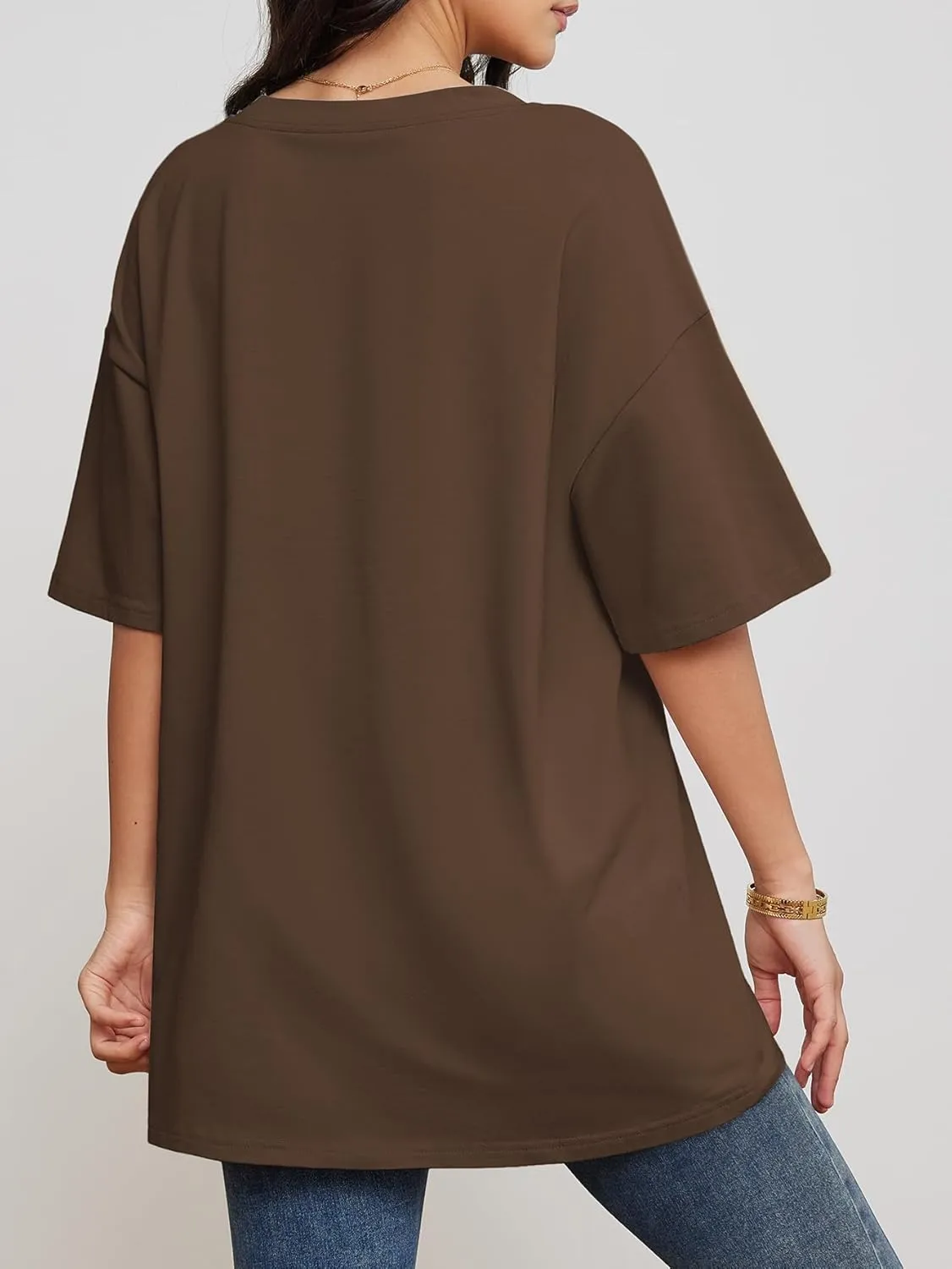 ATHMILE Womens Summer Oversized Shirts V Neck Business Casual Workout Tops Beach Vacation 2025 Gym Clothes