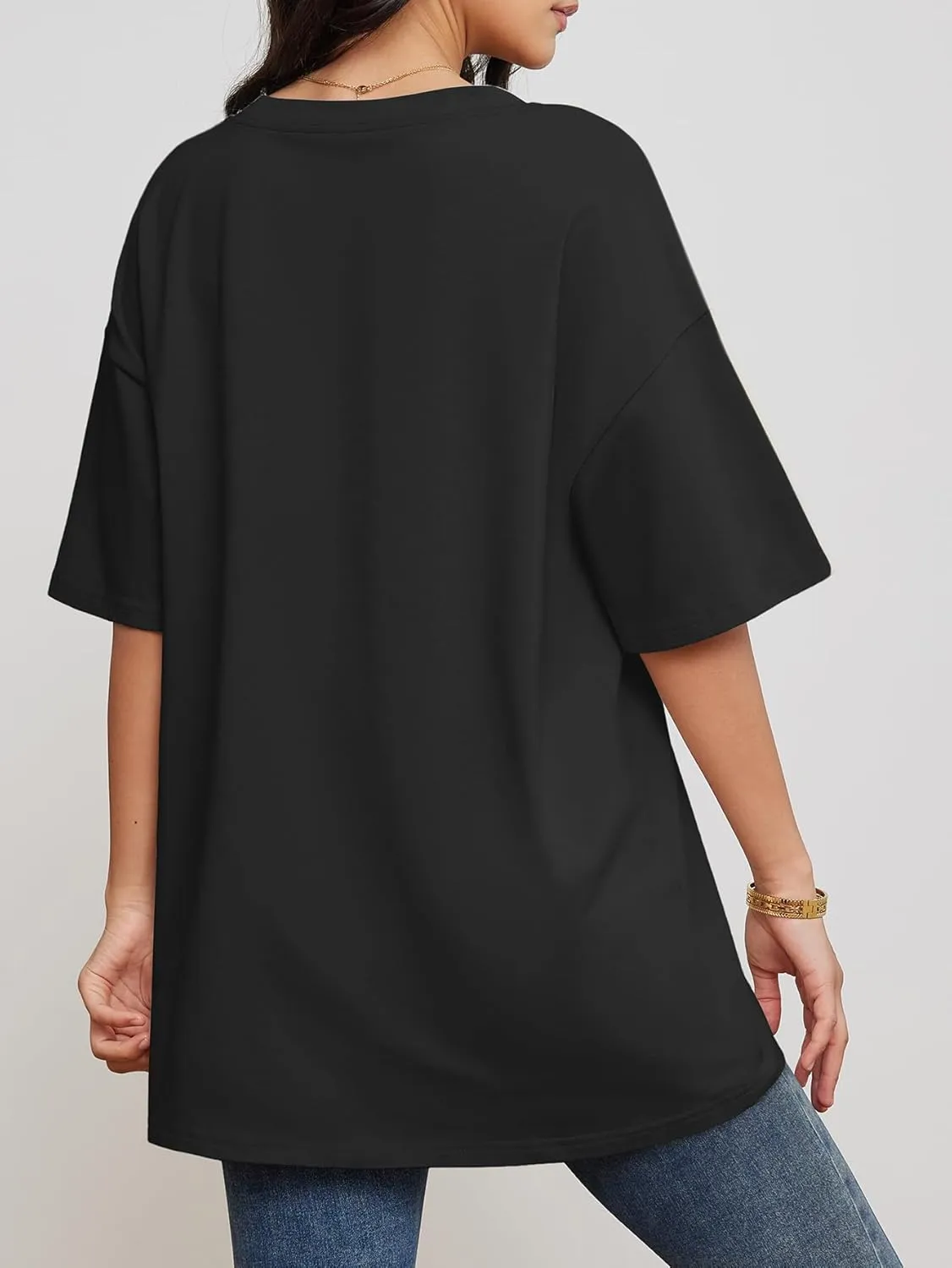 ATHMILE Womens Summer Oversized Shirts V Neck Business Casual Workout Tops Beach Vacation 2025 Gym Clothes