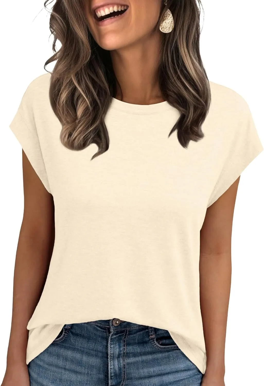 AUTOMET Womens Cap Sleeve Summer Tops Business Casual T Shirts Dressy Spring Fashion Outfits Cute Trendy Clothes 2025