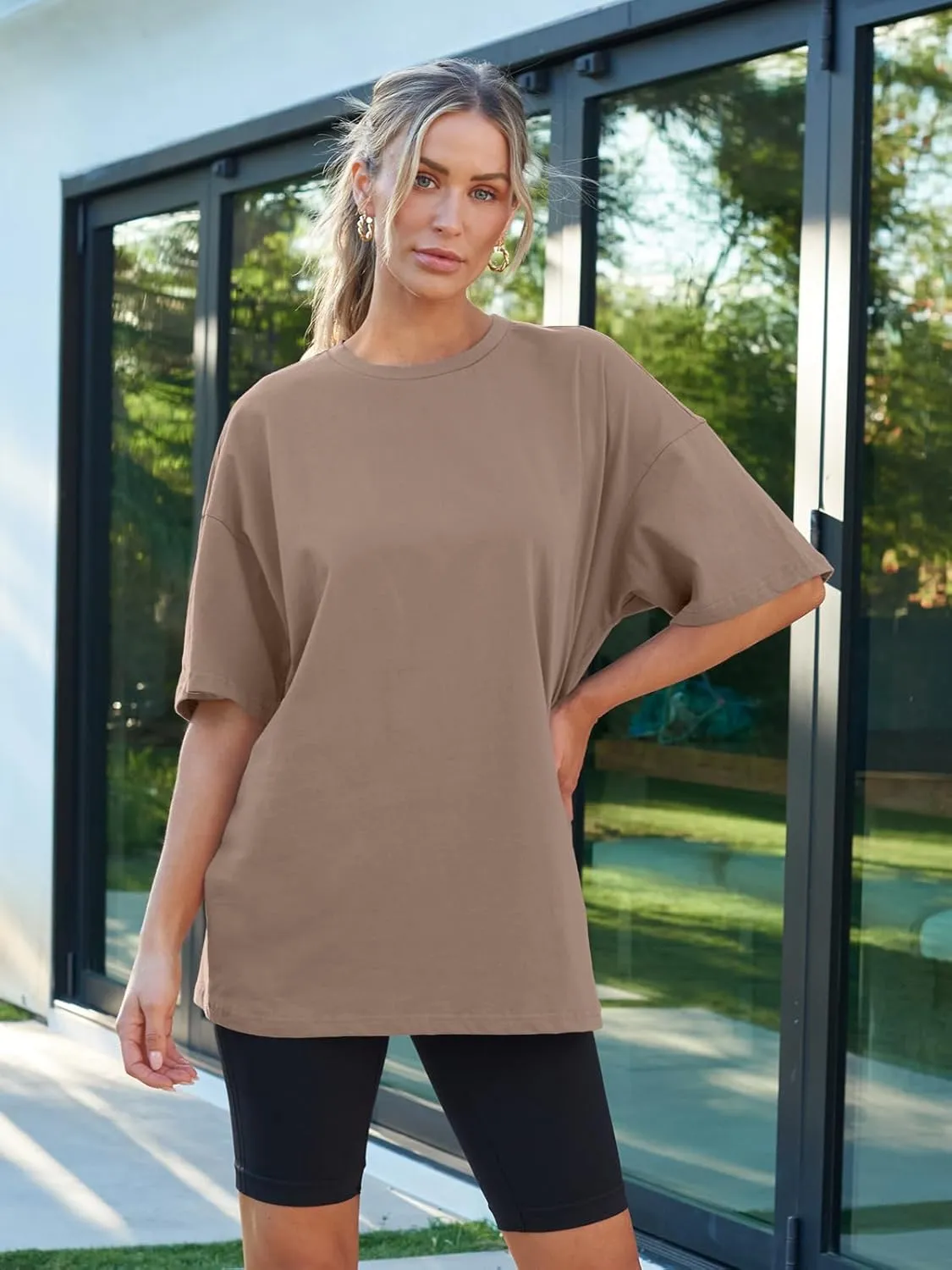 AUTOMET Womens Oversized T Shirts Workout Plus Size Short Sleeve Tops Casual Loose Basic Tees Summer Trendy Outfits 2025