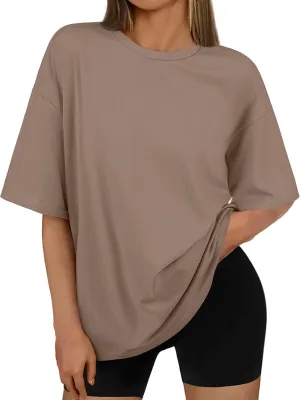AUTOMET Womens Oversized T Shirts Workout Plus Size Short Sleeve Tops Casual Loose Basic Tees Summer Trendy Outfits 2025