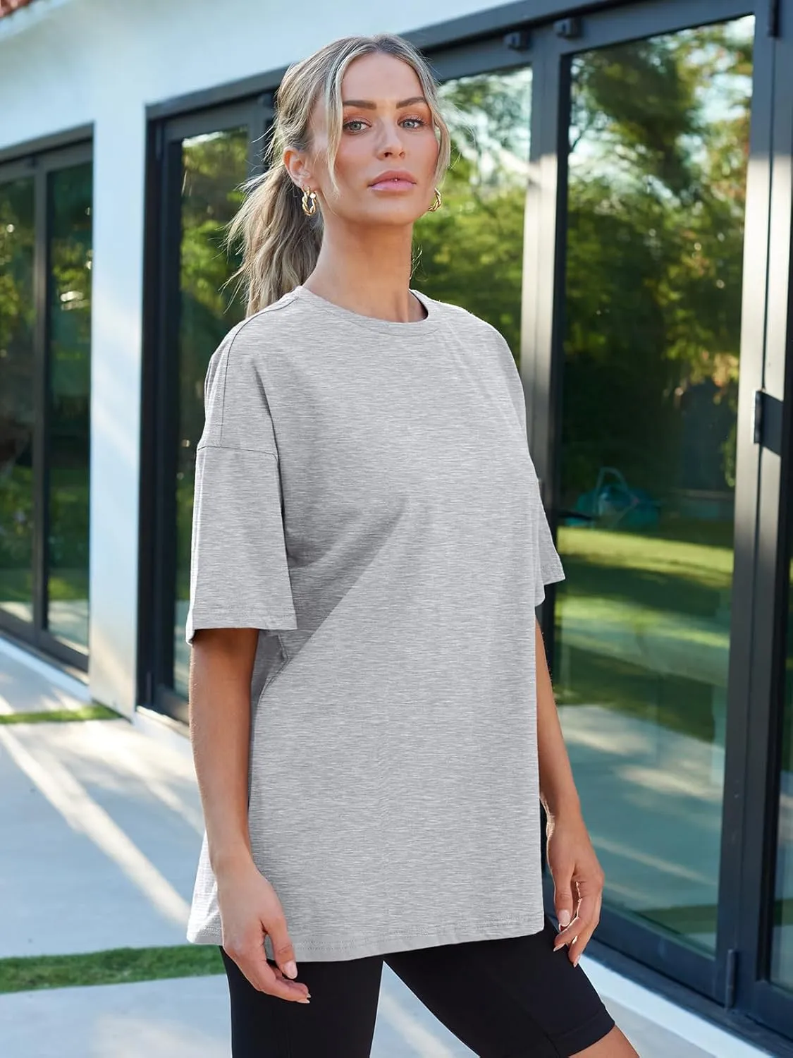 AUTOMET Womens Oversized T Shirts Workout Plus Size Short Sleeve Tops Casual Loose Basic Tees Summer Trendy Outfits 2025