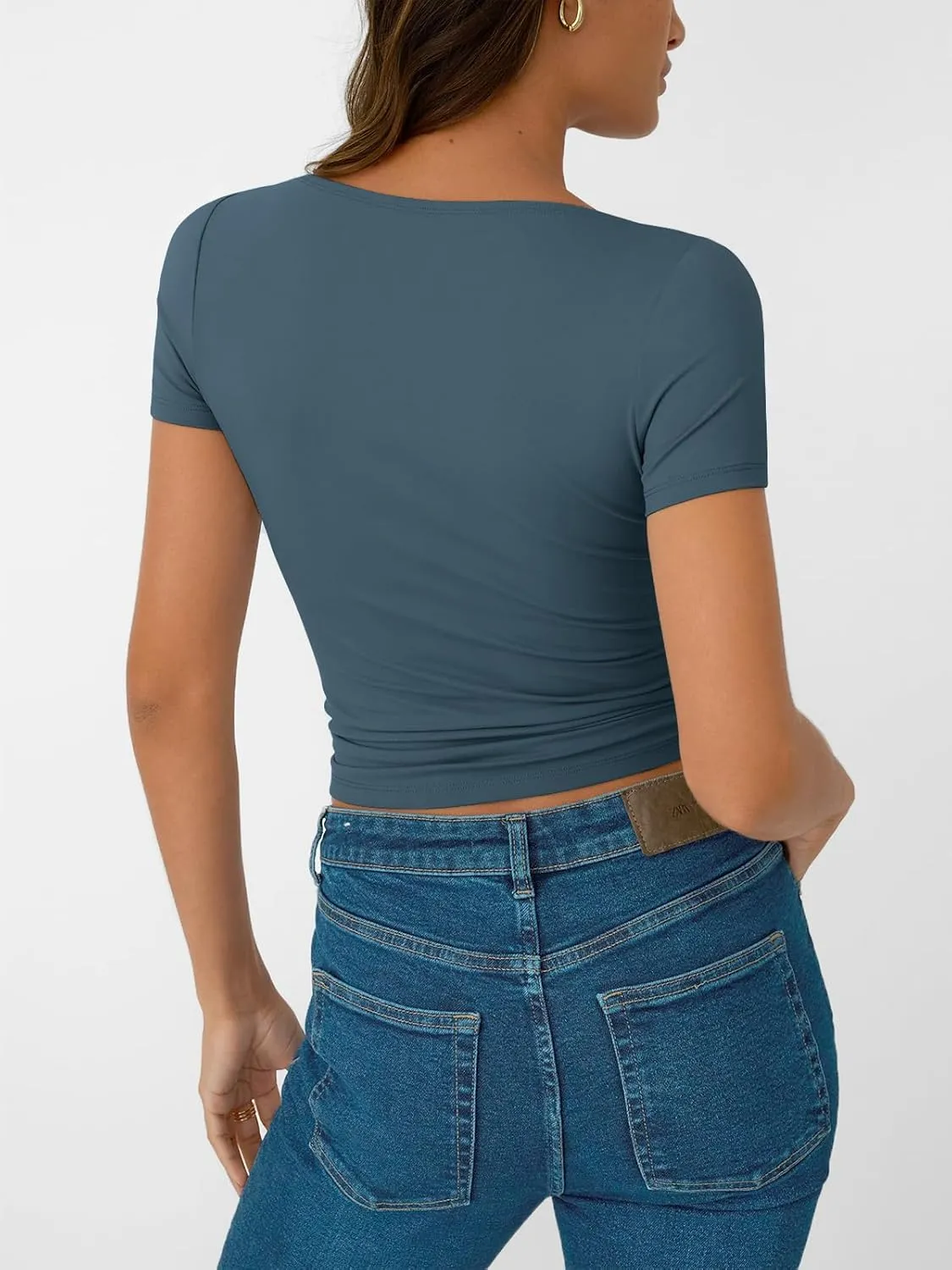 AUTOMET Womens Short Sleeve Boat Neck T-Shirts Going Out Tops Compression Summer Y2k Basic Clothes 2025