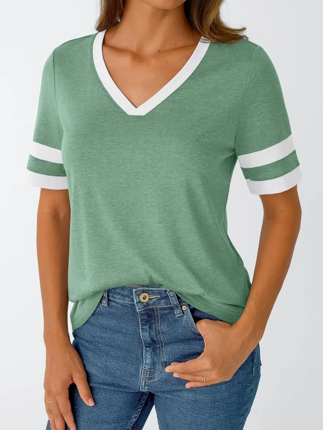 AUTOMET Women's Short Sleeve V Neck T Shirts Trendy Casual Spring Tops Summer Fashion Tees Basic Clothes