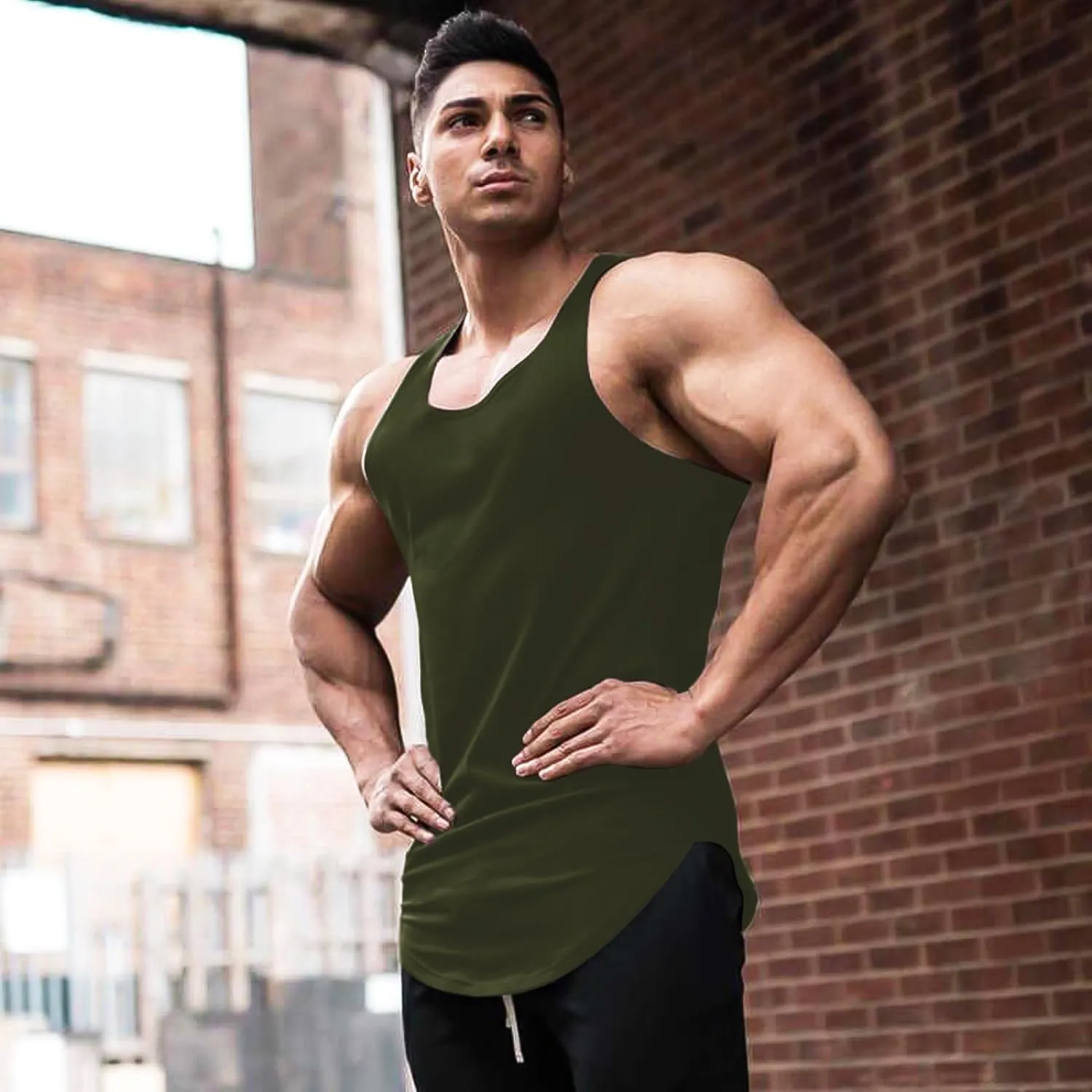 Babioboa Men's 3 Pack Gym Workout Tank Tops Y-Back Muscle Tee Stringer Bodybuilding Sleeveless T-Shirts