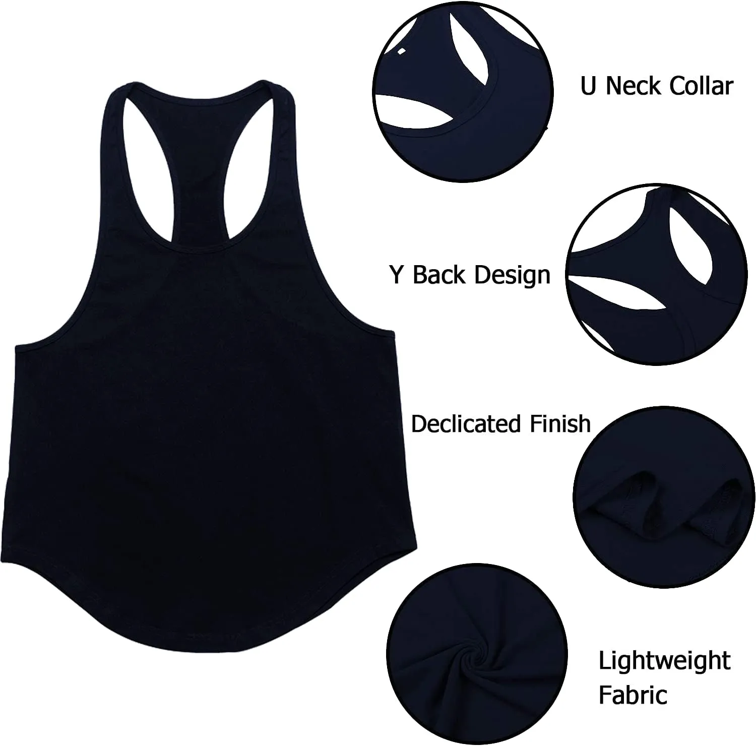 Babioboa Men's 3 Pack Gym Workout Tank Tops Y-Back Muscle Tee Stringer Bodybuilding Sleeveless T-Shirts