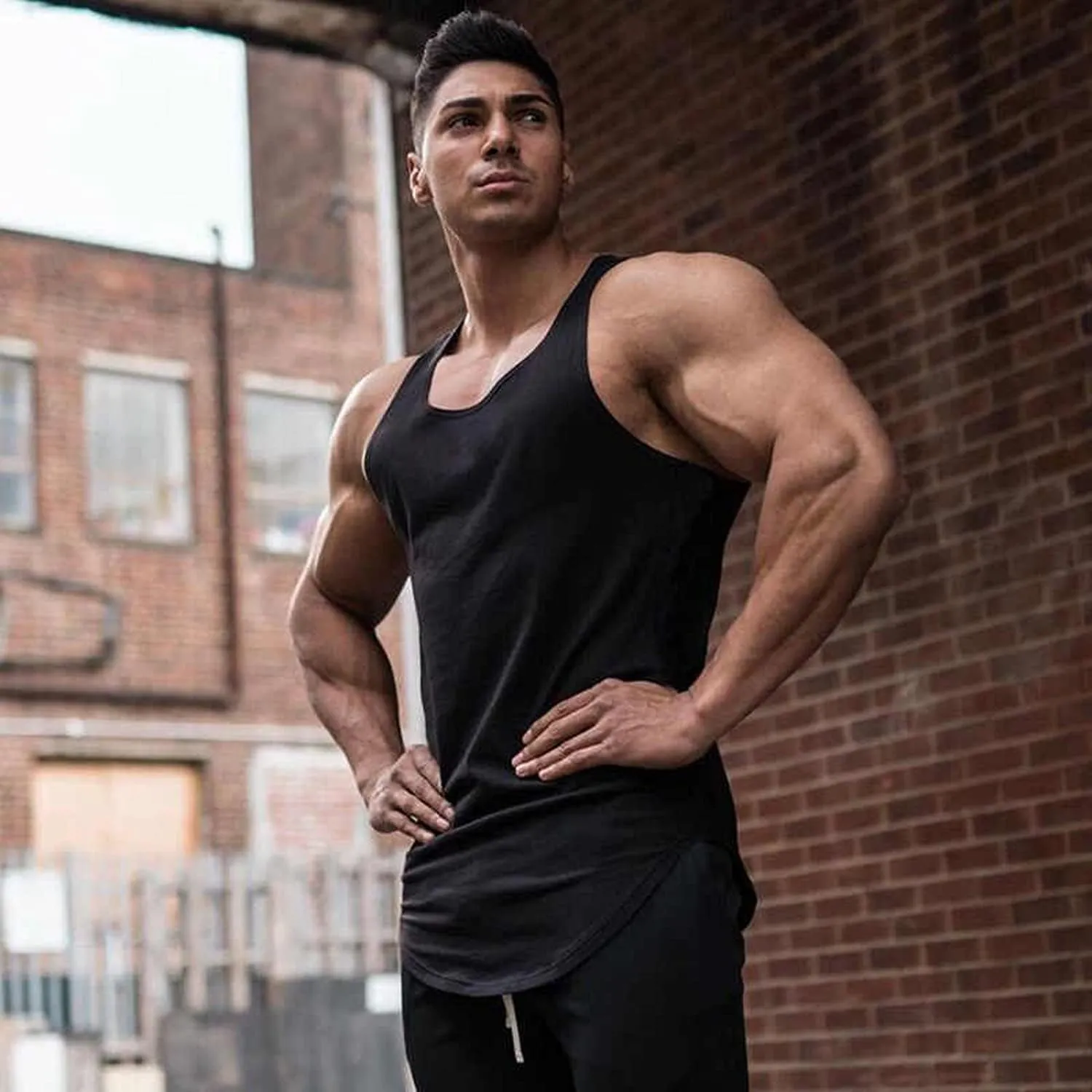 Babioboa Men's 3 Pack Gym Workout Tank Tops Y-Back Muscle Tee Stringer Bodybuilding Sleeveless T-Shirts