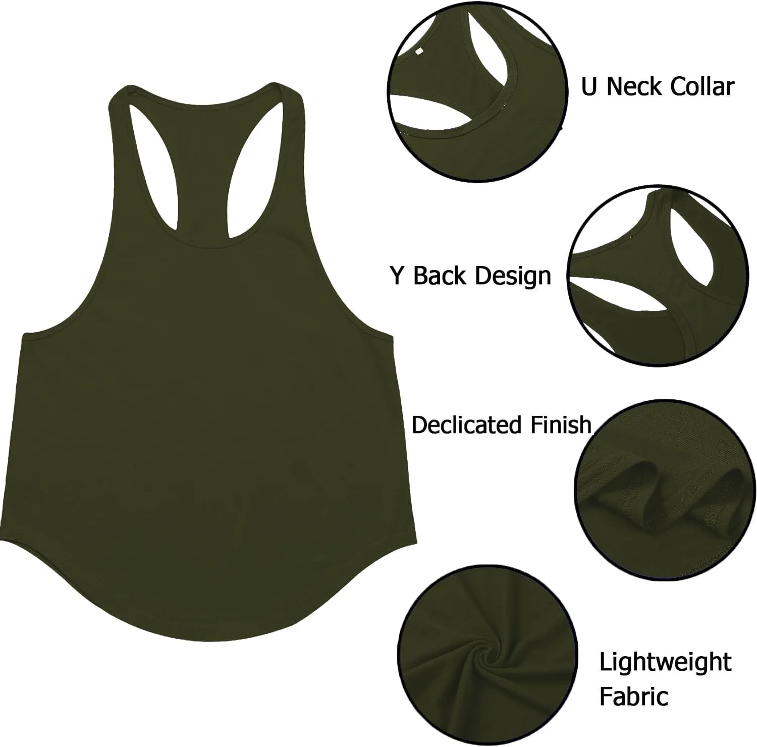 Babioboa Men's 3 Pack Gym Workout Tank Tops Y-Back Muscle Tee Stringer Bodybuilding Sleeveless T-Shirts