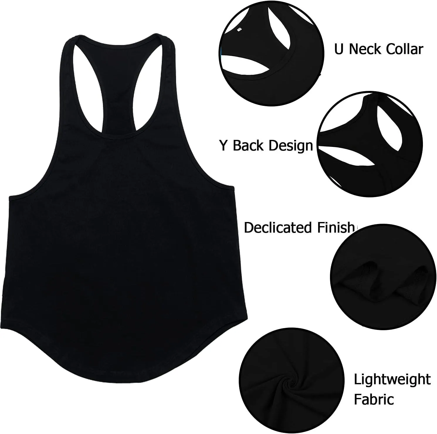 Babioboa Men's 3 Pack Gym Workout Tank Tops Y-Back Muscle Tee Stringer Bodybuilding Sleeveless T-Shirts
