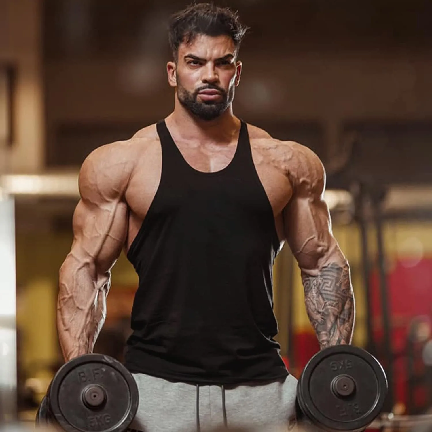 Babioboa Men's 3 Pack Gym Workout Tank Tops Y-Back Muscle Tee Stringer Bodybuilding Sleeveless T-Shirts