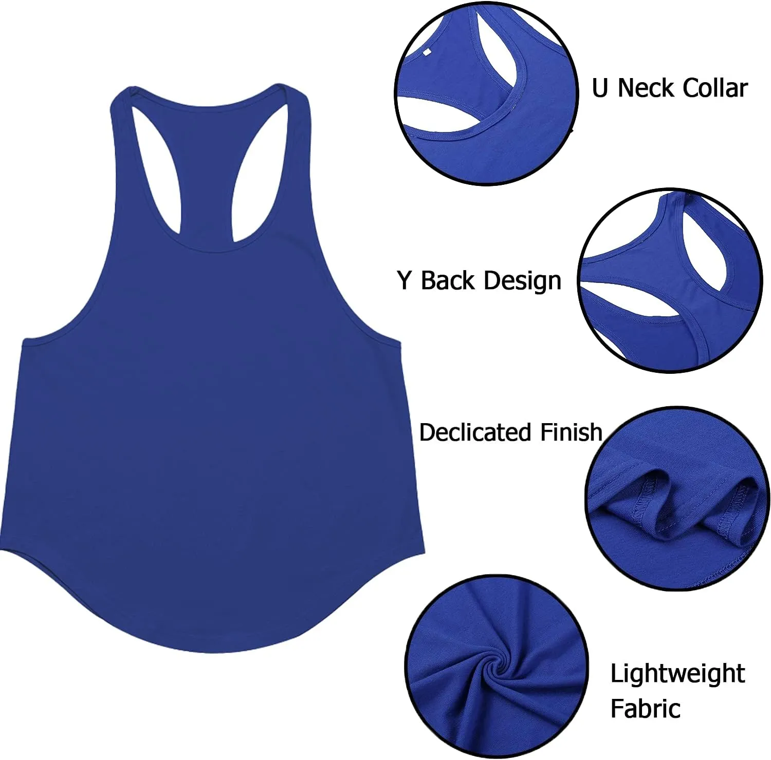 Babioboa Men's 3 Pack Gym Workout Tank Tops Y-Back Muscle Tee Stringer Bodybuilding Sleeveless T-Shirts
