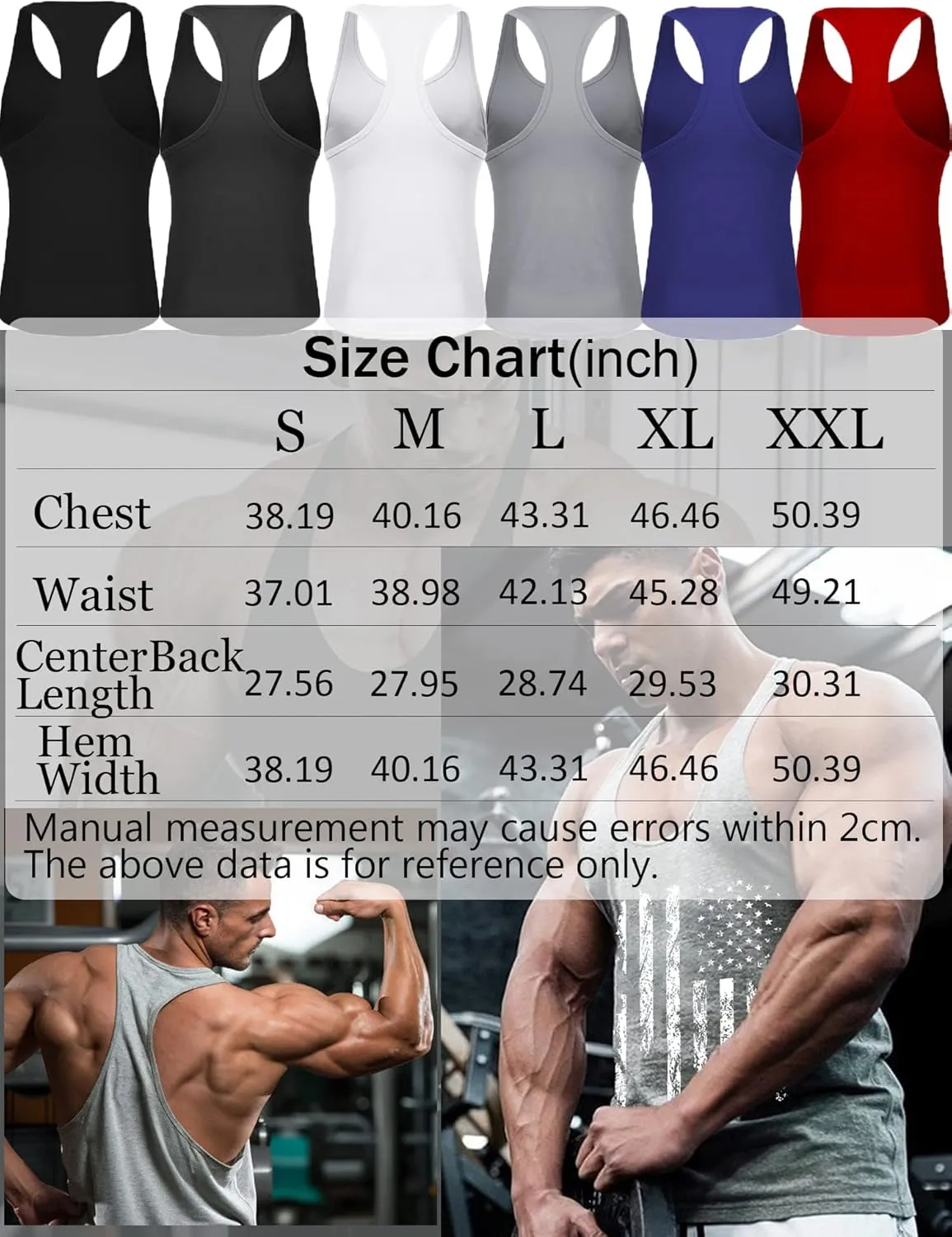 Babioboa Men's 3 Pack Gym Workout Tank Tops Y-Back Muscle Tee Stringer Bodybuilding Sleeveless T-Shirts