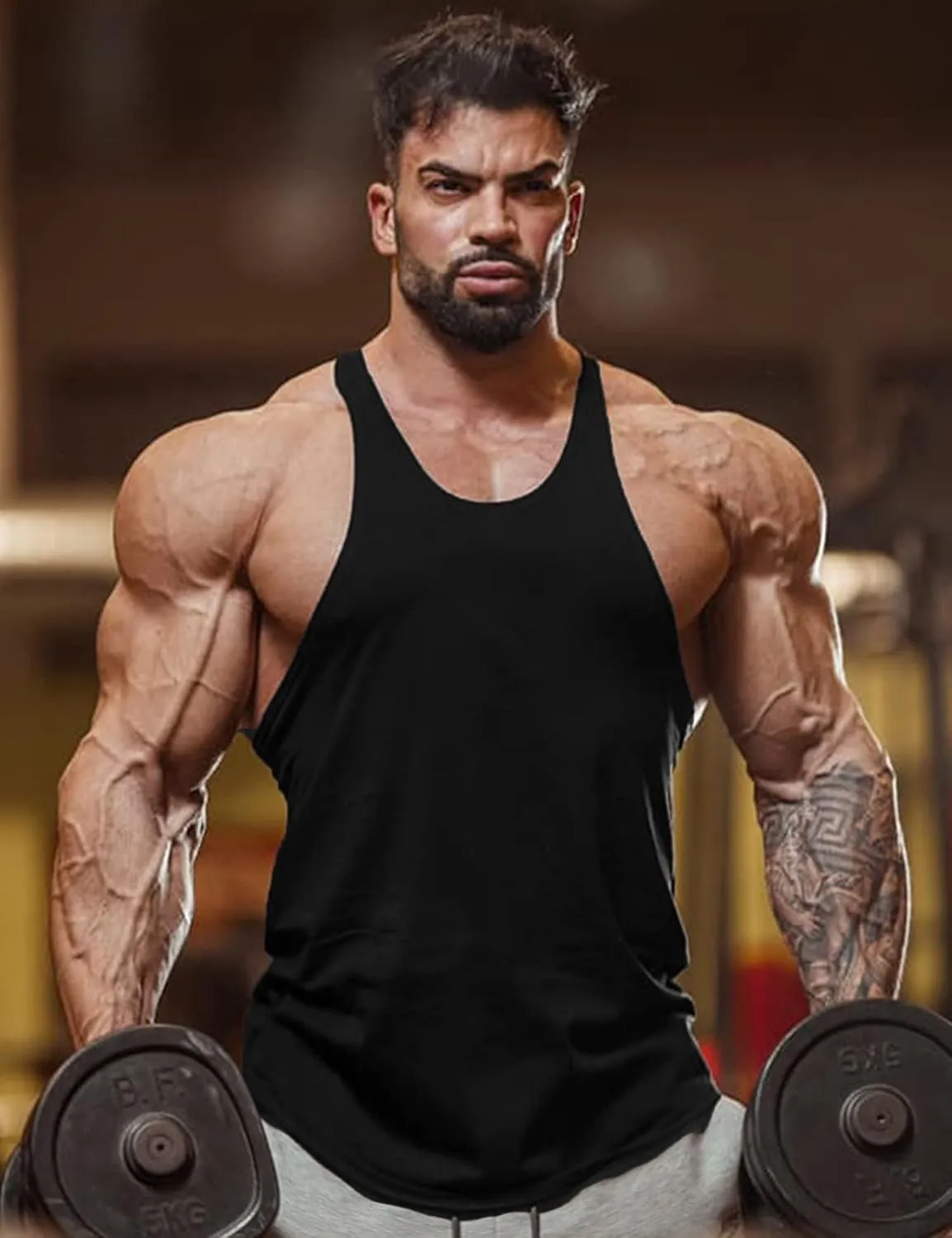 Babioboa Men's 3 Pack Gym Workout Tank Tops Y-Back Muscle Tee Stringer Bodybuilding Sleeveless T-Shirts
