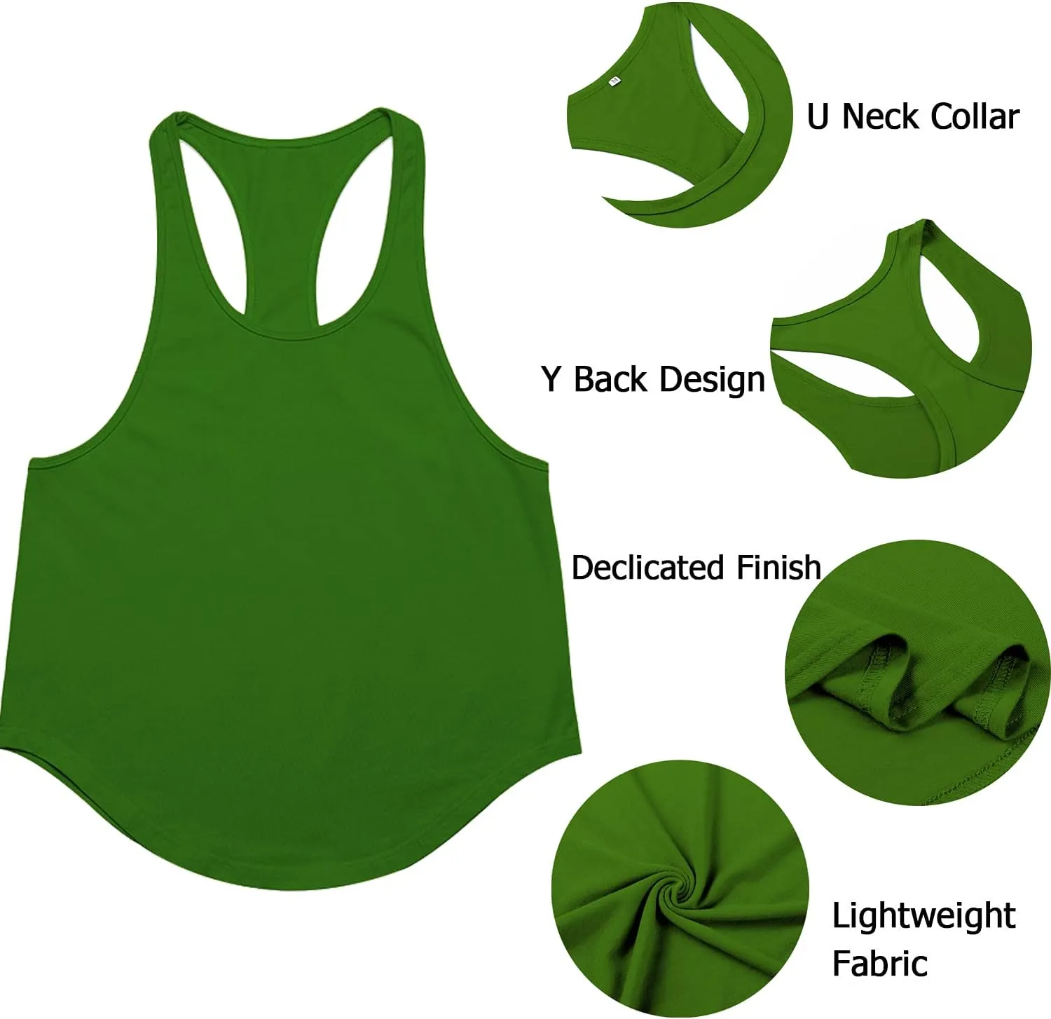 Babioboa Men's 3 Pack Gym Workout Tank Tops Y-Back Muscle Tee Stringer Bodybuilding Sleeveless T-Shirts