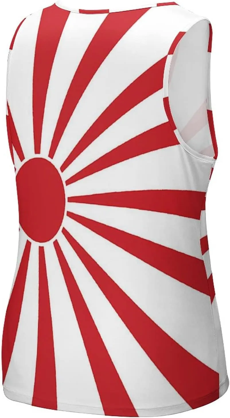 BAIKUTOUAN Japanese Rising Sun Flag Men's Tank Top Casual T-Shirts Sleeveless Funny Tees Beach Shirt Print