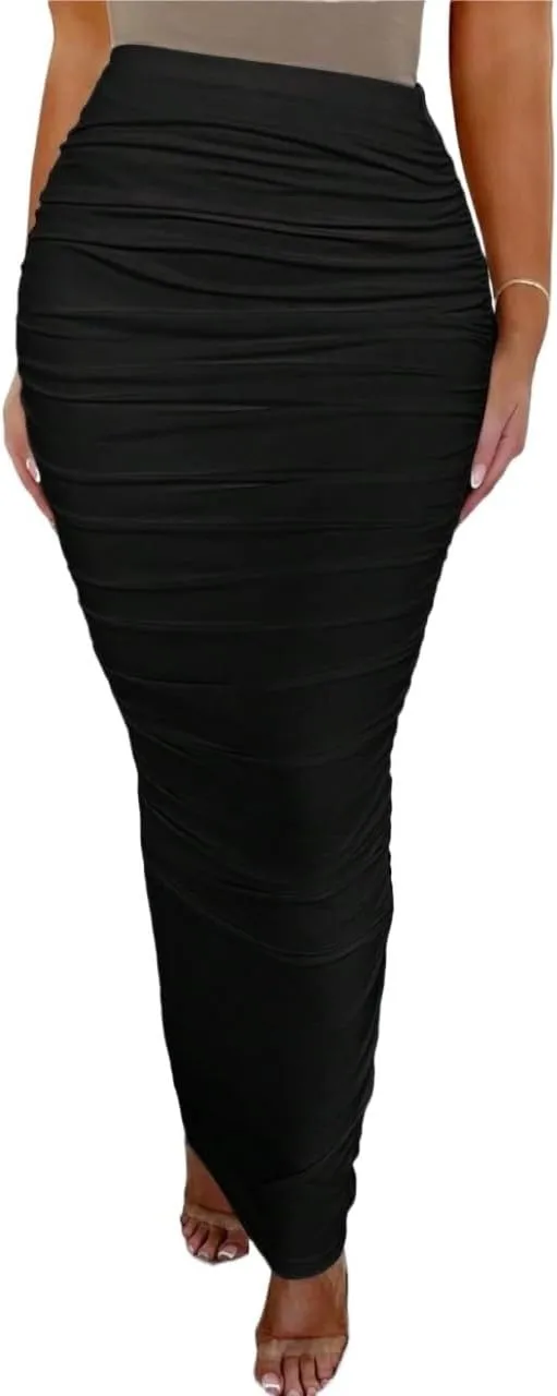 Beach Causal Women's Skirt Pleated Maxi Elegant Knit Women's Midi Skirt