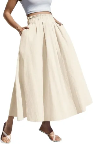 Beach Causal Women's Skirt Summer Women Casual A-Line Midi Skirt for Summer Fits Beach High Waist