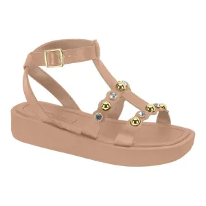 Beige Studded Chunky Sandals