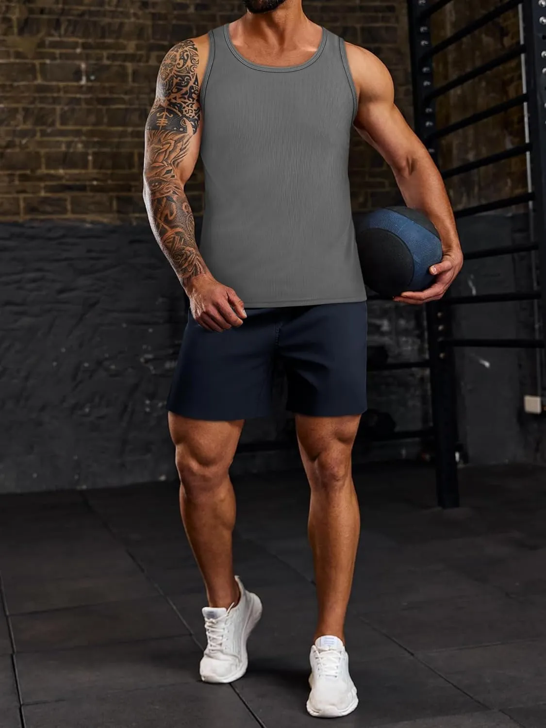 Beotyshow Men's Tank Top Summer Casual Sleeveless Ribbed Knit Muscle T Shirts Quick Dry Gym Workout Stringers