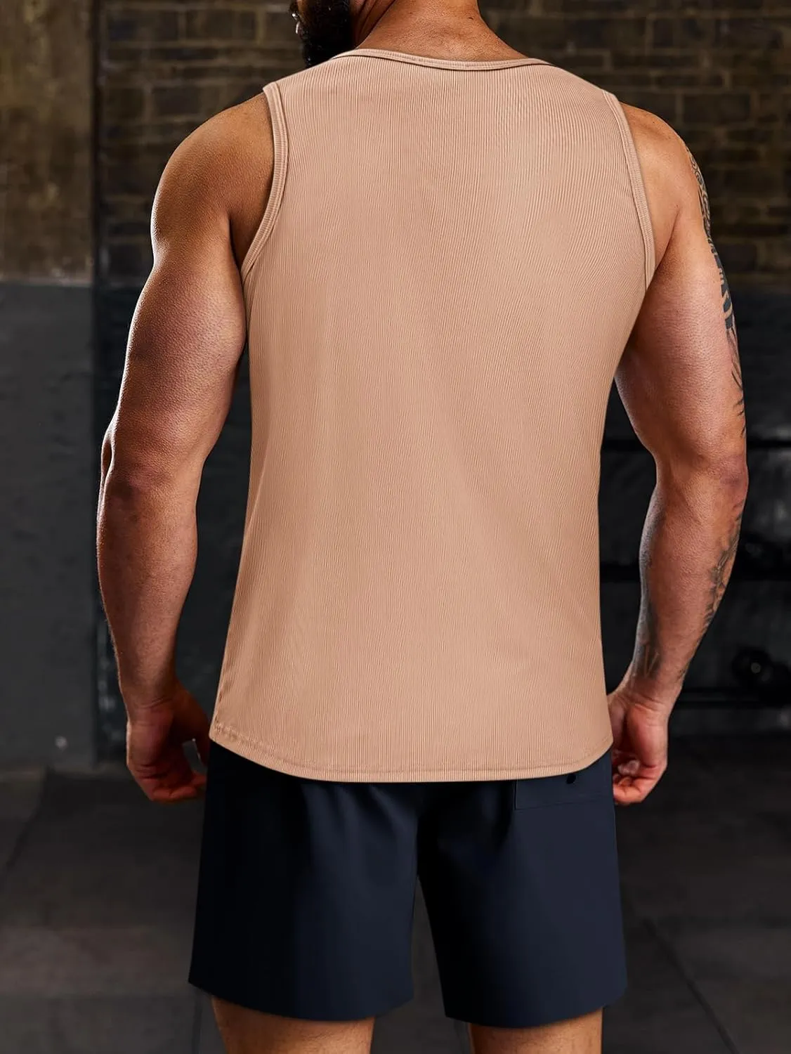 Beotyshow Men's Tank Top Summer Casual Sleeveless Ribbed Knit Muscle T Shirts Quick Dry Gym Workout Stringers