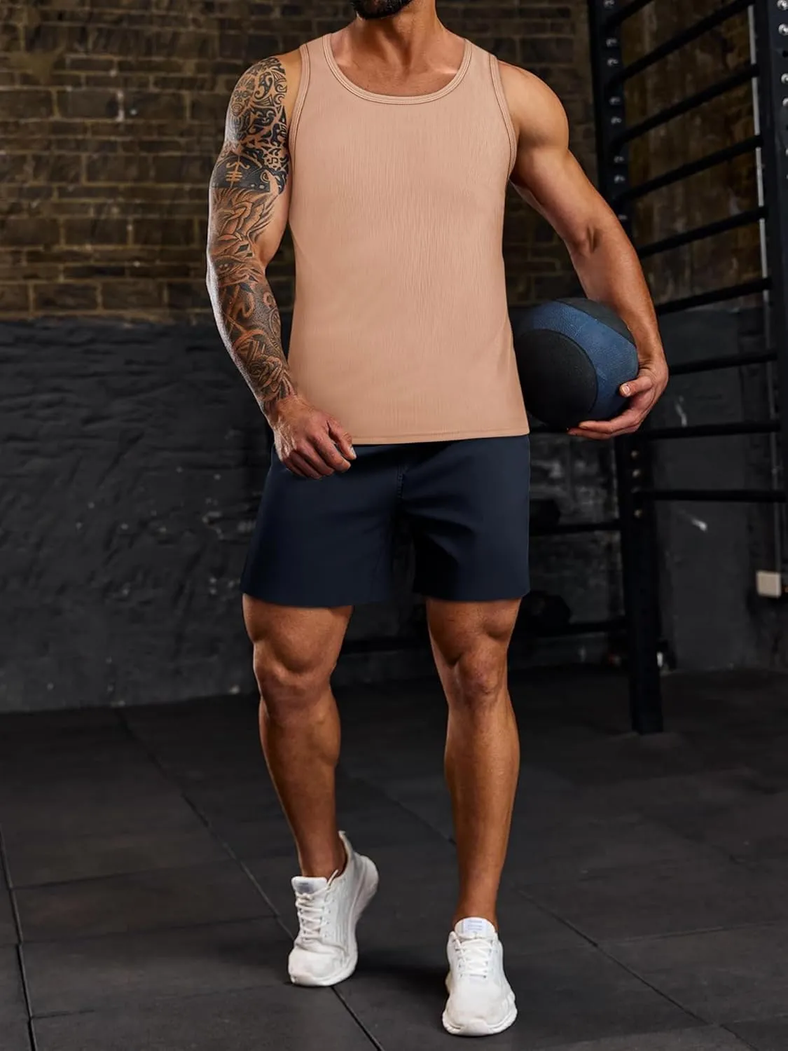 Beotyshow Men's Tank Top Summer Casual Sleeveless Ribbed Knit Muscle T Shirts Quick Dry Gym Workout Stringers