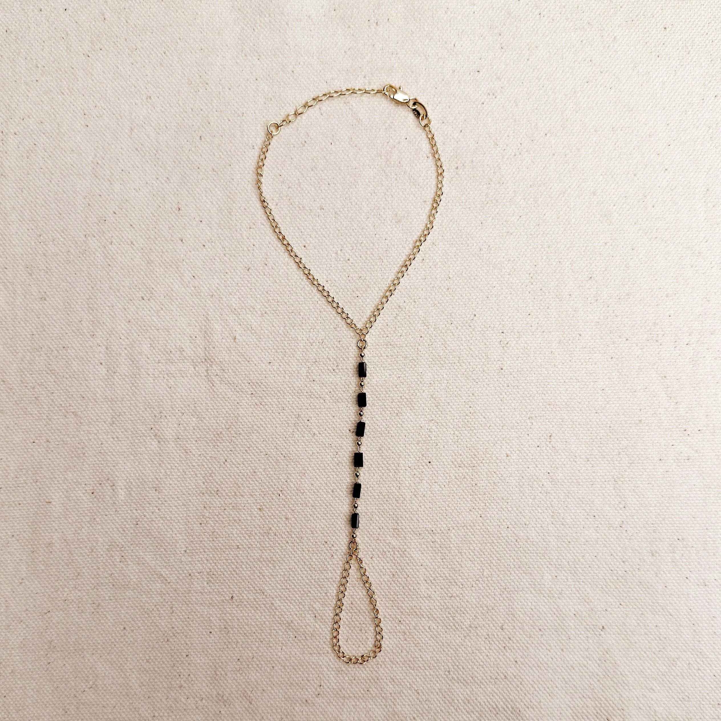 Black Crystals Hand Chain