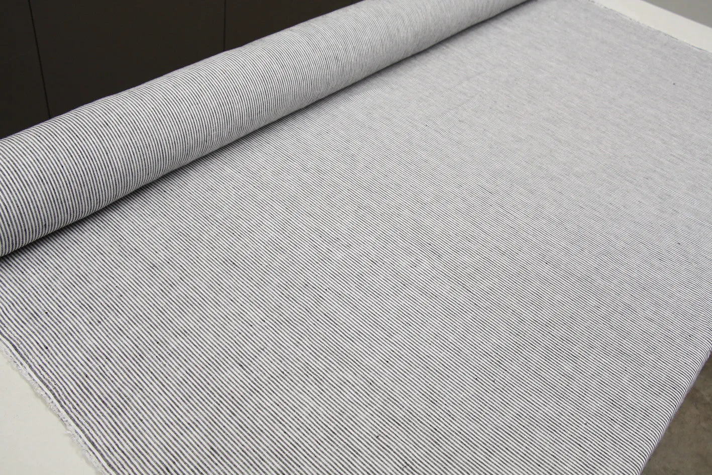 Black Night Stripe Linen