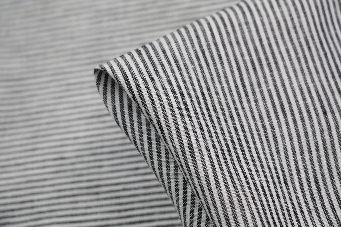 Black Night Stripe Linen