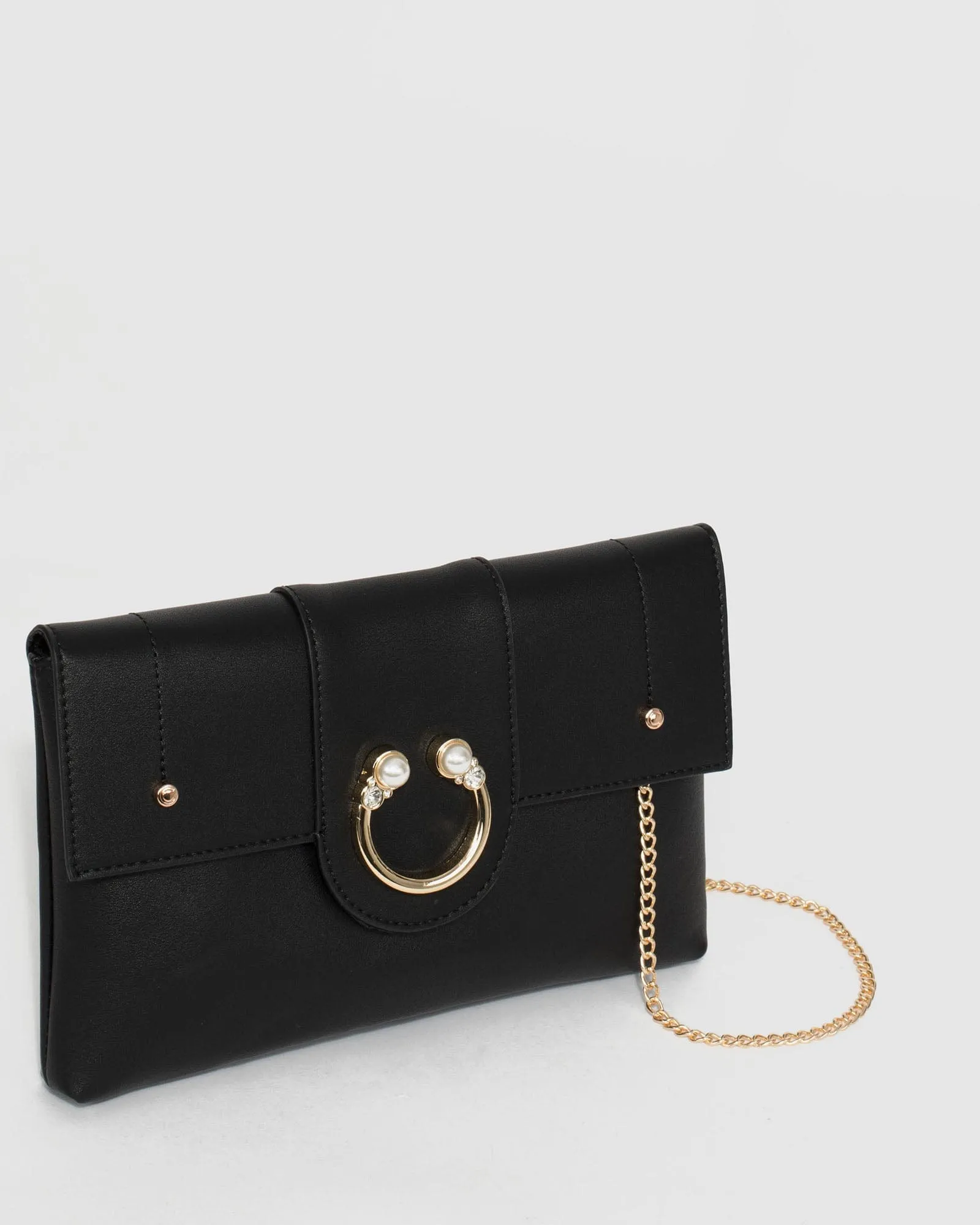 Black Polly Pearl Clutch Bag