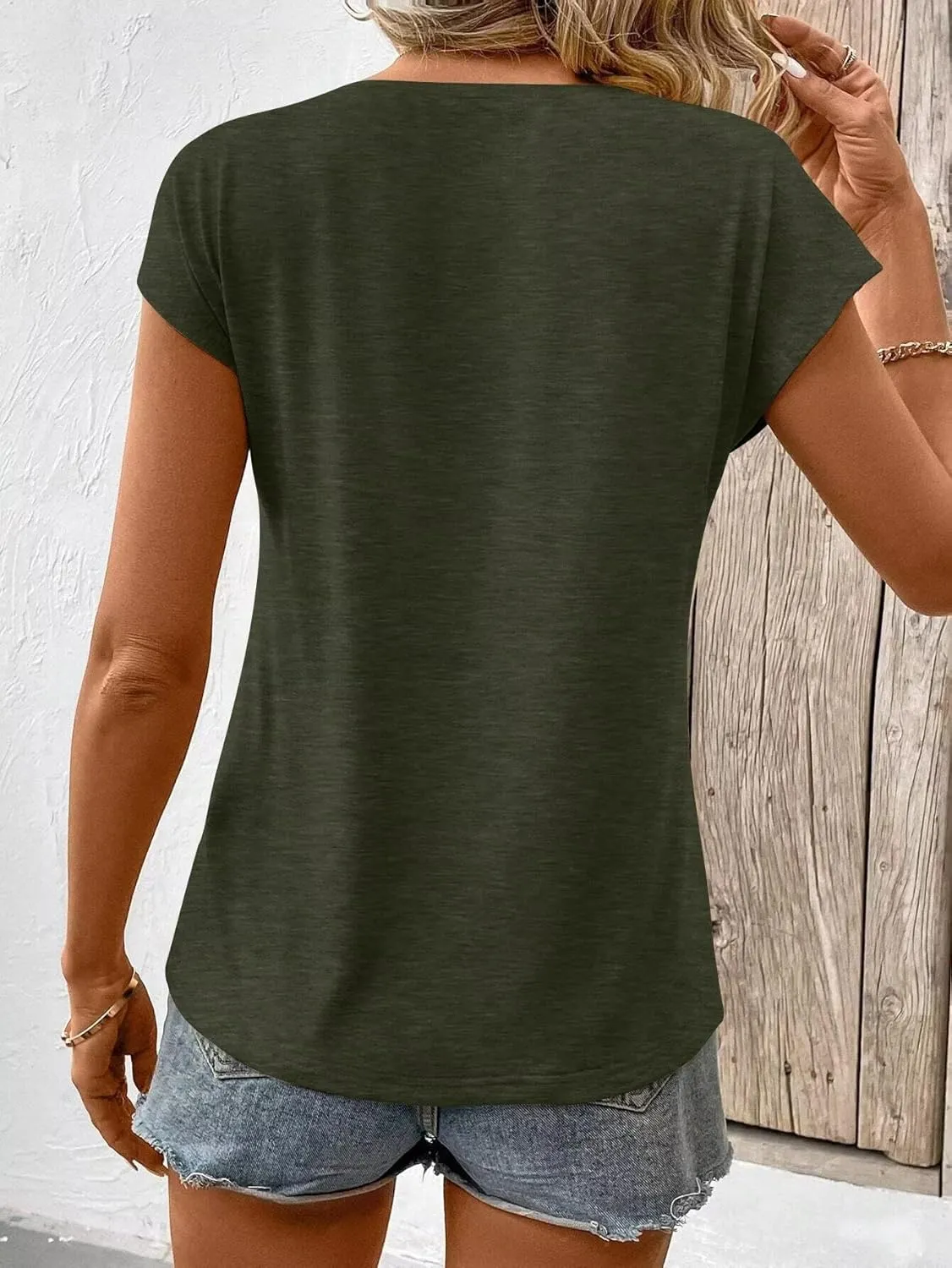 Bliwov 3 Pack Womens Cap Sleeve Tops V Neck T Shirts Spring Summer Casual Plus Size Beach Vacation Fashion Basics Clothes