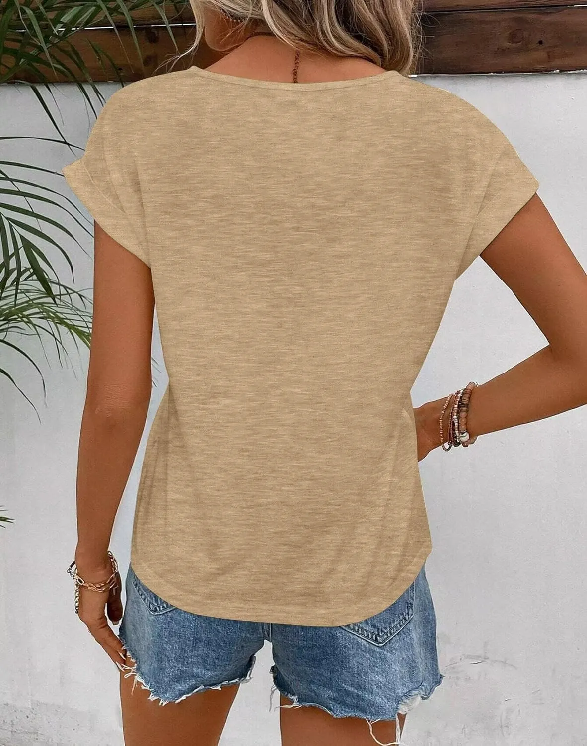 Bliwov Womens Tops Contrast Lace Cap Sleeve T Shirts 2025 Casual Trendy Summer Spring Tops Beach Vacation Fashion Clothes