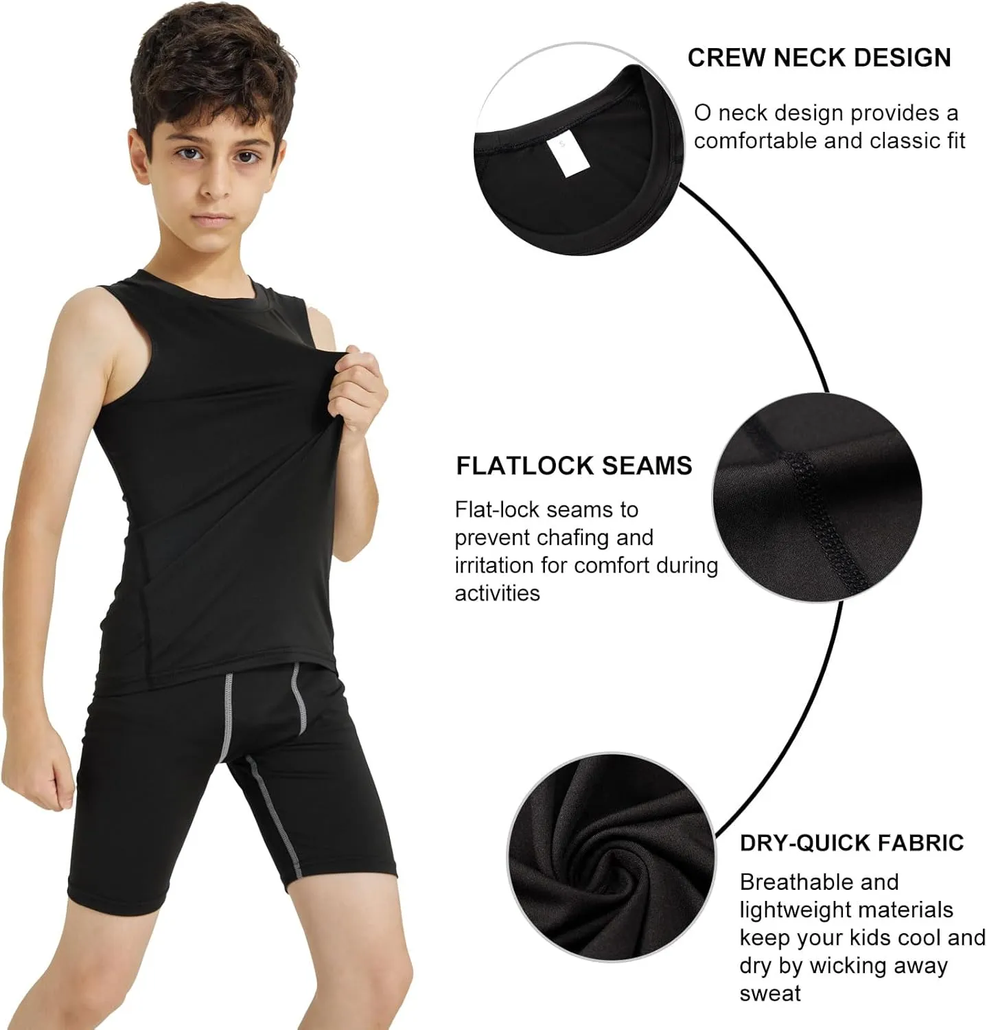 Boys Compression Tank Tops Athletic Sleeveless Shirt Youth Quick Dry Undershirt Workout Baselayer Football T Shirts