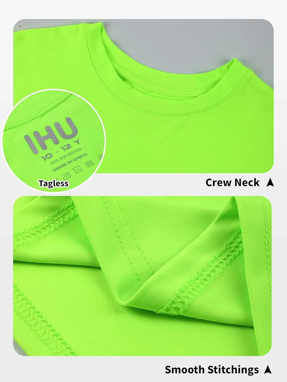Boys Neon Shirts Dry Fit Athletic T Shirts UPF 50  Performance Cooling Shirt Short Sleeve Rash Guard Kids Top for Boys Girls