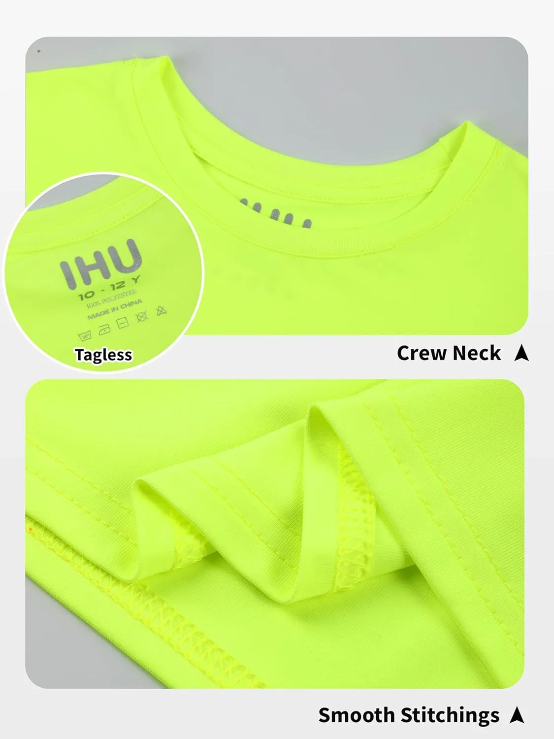 Boys Neon Shirts Dry Fit Athletic T Shirts UPF 50  Performance Cooling Shirt Short Sleeve Rash Guard Kids Top for Boys Girls