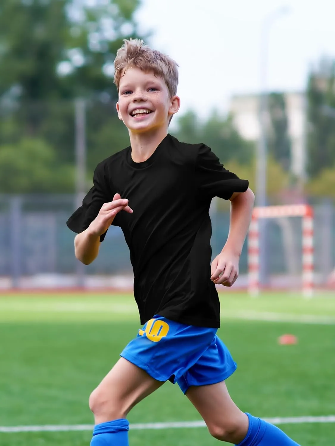 Boys Neon Shirts Dry Fit Athletic T Shirts UPF 50  Performance Cooling Shirt Short Sleeve Rash Guard Kids Top for Boys Girls
