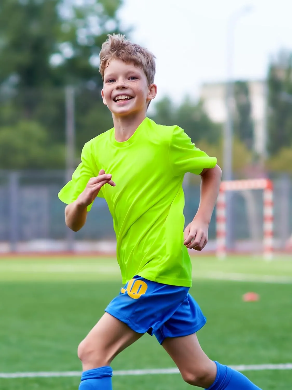 Boys Neon Shirts Dry Fit Athletic T Shirts UPF 50  Performance Cooling Shirt Short Sleeve Rash Guard Kids Top for Boys Girls