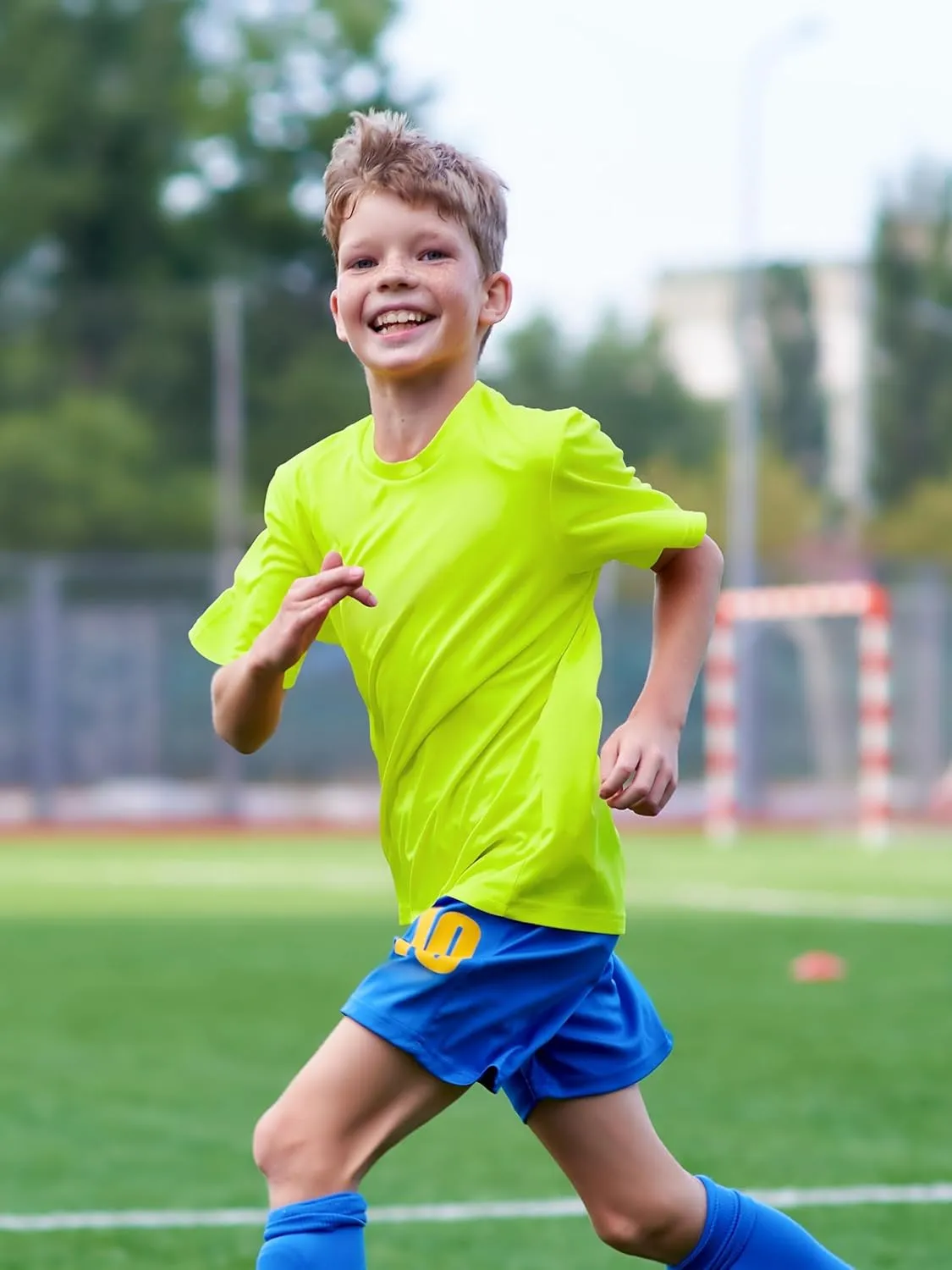 Boys Neon Shirts Dry Fit Athletic T Shirts UPF 50  Performance Cooling Shirt Short Sleeve Rash Guard Kids Top for Boys Girls
