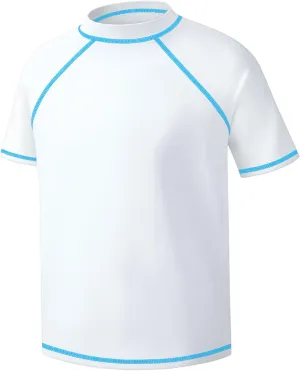Boys Rash Guard Short Sleeve Swim Shirt UPF 50  Sun Protection Kids SPF Surfing Water Beach Swimwear Top Quick Dry