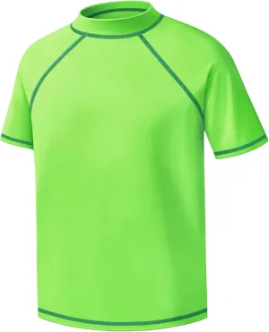 Boys Rash Guard Short Sleeve Swim Shirt UPF 50  Sun Protection Kids SPF Surfing Water Beach Swimwear Top Quick Dry