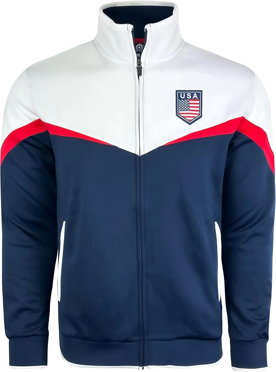 Boy's USA Track Jacket, Youth U.S Full Zip Sweater Jacket With Zipper Pockets