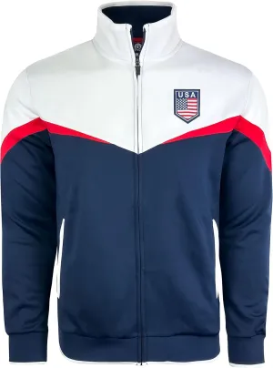 Boy's USA Track Jacket, Youth U.S Full Zip Sweater Jacket With Zipper Pockets